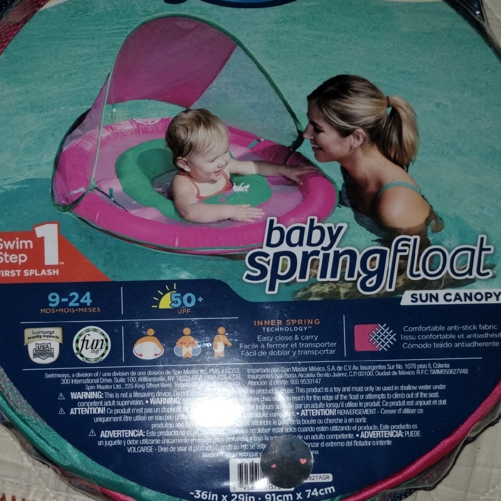 SwimWays Baby Spring Float w/ Sun Canopy 9-24months Pink